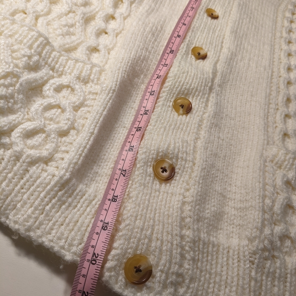 SOLD -🍦 Handmade Fisherman Style Cable Knit Button up V Neck Cardigan, XS-XXL - Picture 10 of 16